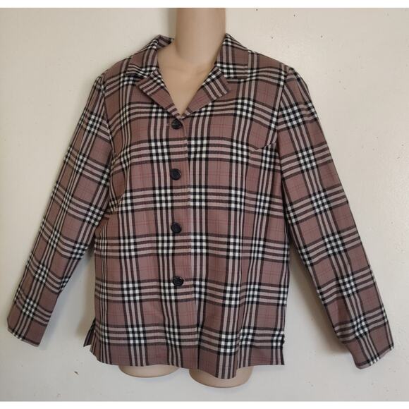 Vintage Pendleton Virgin Wool Tartan Plaid Blazer Women's 10 Jacket USA 80s 90s - Picture 16 of 16